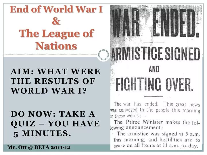 end of world war i the league of nations