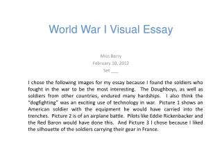 World War I Visual Essay