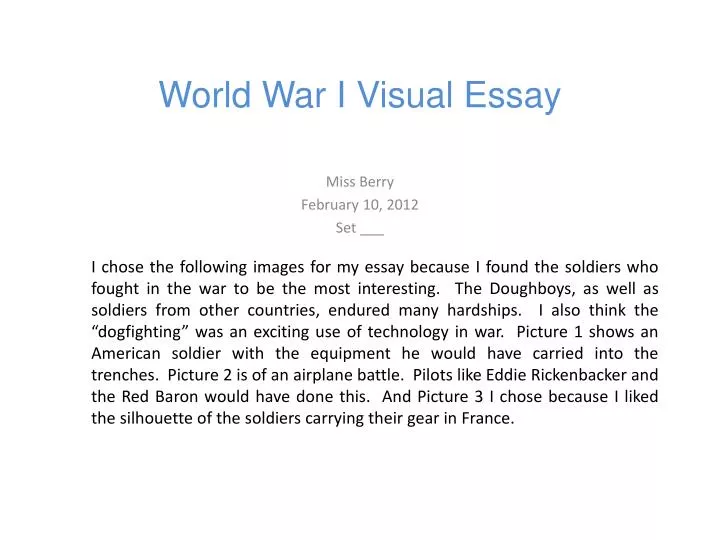 world war i visual essay