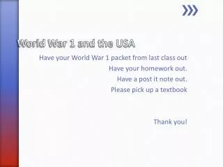 World War 1 and the USA