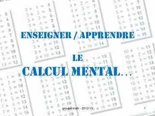 enseigner apprendre le calcul mental