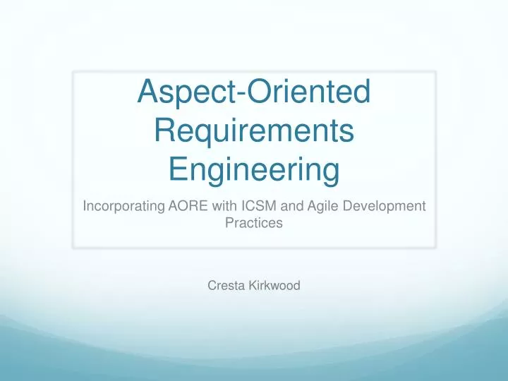 aspect oriented requirements engineering