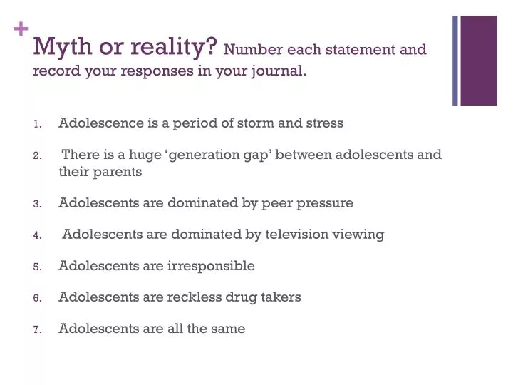 myth or reality number each statement and record your responses in your journal