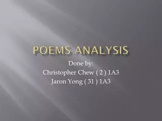 Poems Analysis