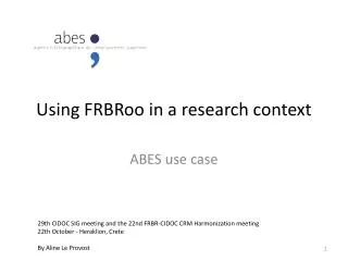 Using FRBRoo in a research context