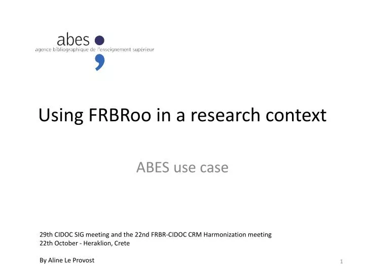 using frbroo in a research context