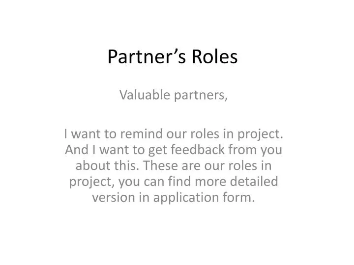 partner s roles