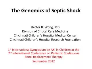 The Genomics of Septic Shock