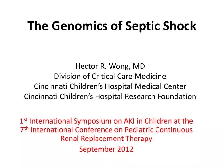 the genomics of septic shock