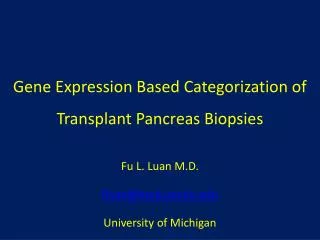 Gene Expression Based Categorization of Transplant Pancreas Biopsies