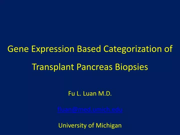 gene expression based categorization of transplant pancreas biopsies