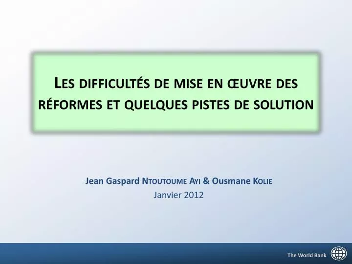 les difficult s de mise en uvre des r formes et quelques pistes de solution