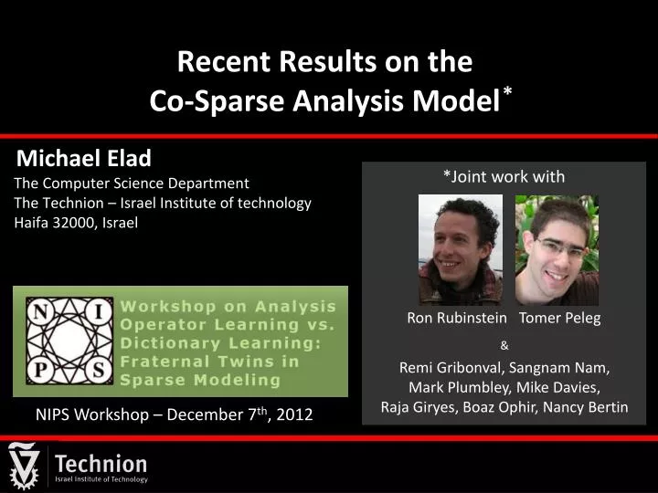 recent results on the co sparse analysis model