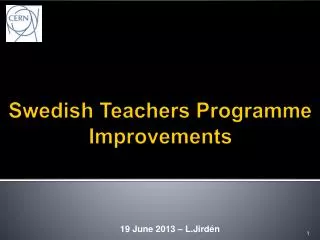 Swedish Teachers Programme Improvements