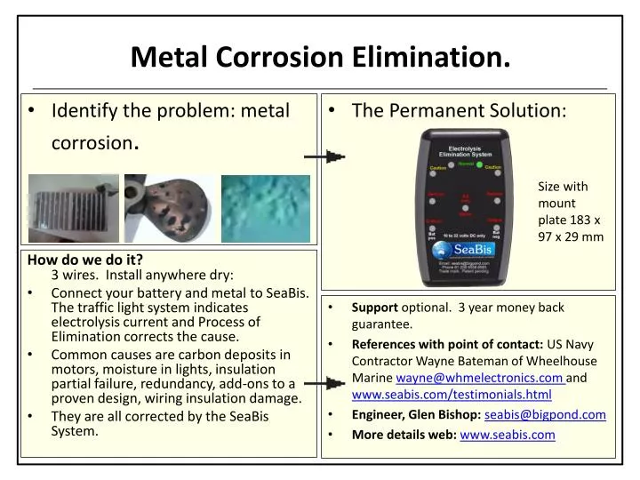 metal corrosion elimination