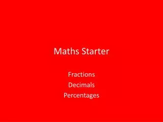 Maths Starter