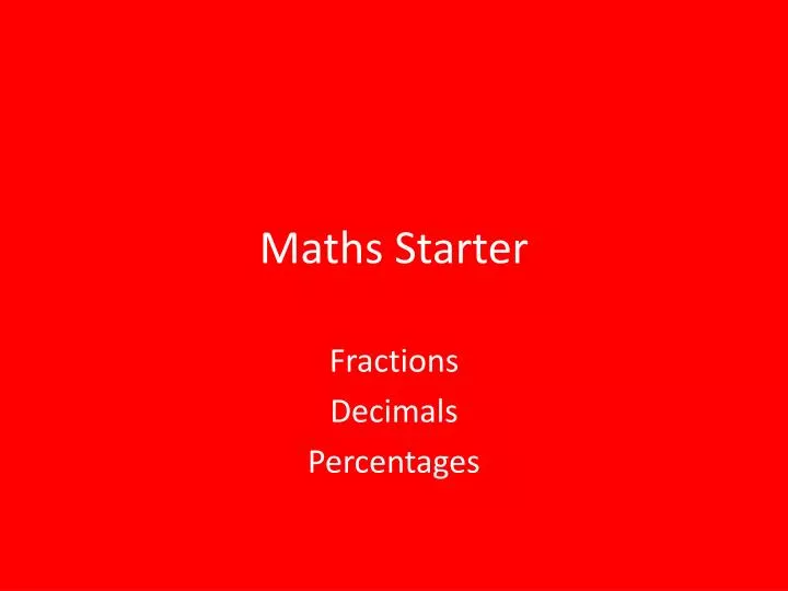 maths starter