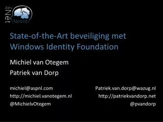 state of the art beveiliging met windows identity foundation