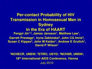 Per-contact Probability of HIV Transmission in Homosexual Men in Sydney in the Era of HAART