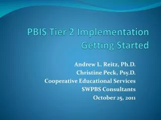 PBIS Tier 2 Implementation Getting Started