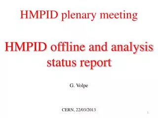 HMPID plenary meeting