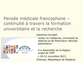 pens e m dicale francophone continuit travers la formation universitaire et la recherche