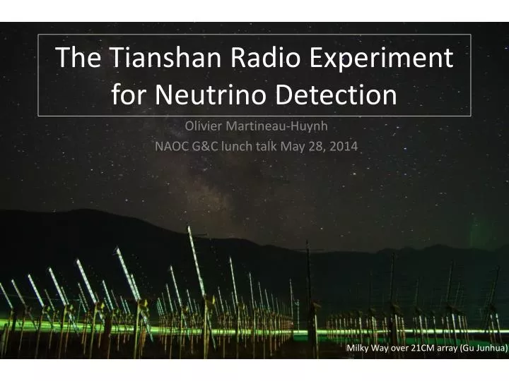 the tianshan radio experiment for neutrino detectio n