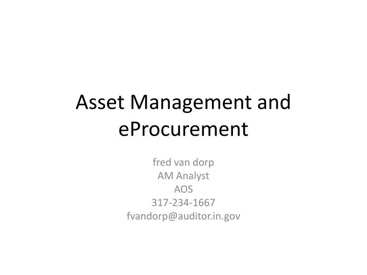 asset management and eprocurement