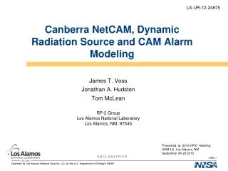 Canberra NetCAM, Dynamic Radiation Source and CAM Alarm Modeling