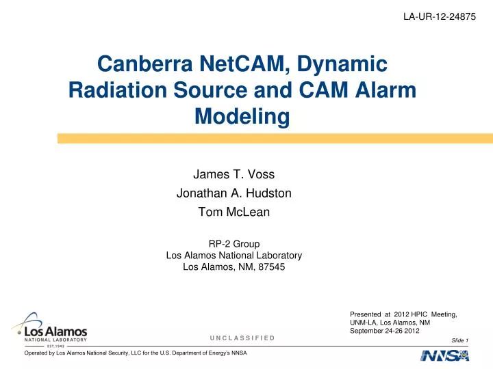 canberra netcam dynamic radiation source and cam alarm modeling