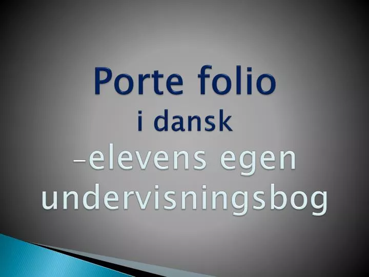 porte folio i dansk elevens egen undervisningsbog