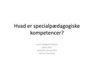 hvad er specialp dagogiske kompetencer