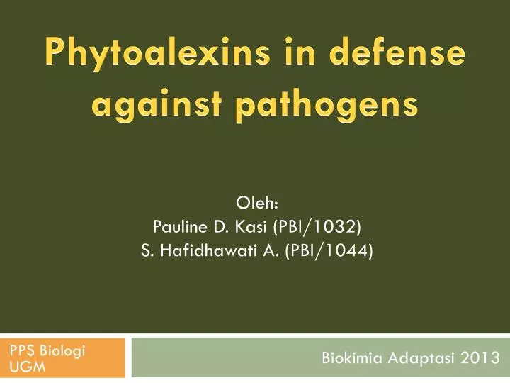 phytoalexins in defense against pathogens