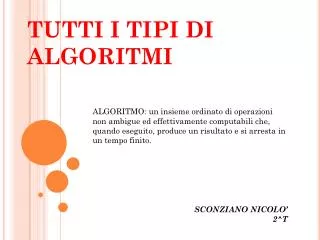 tutti i tipi di algoritmi
