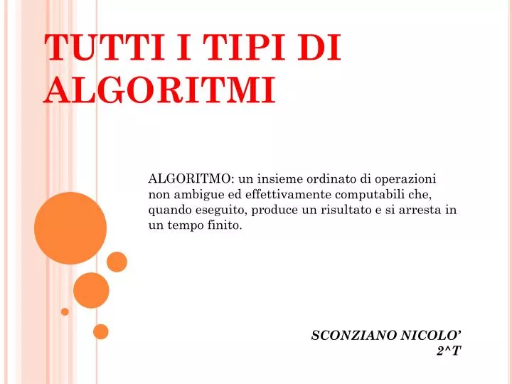 tutti i tipi di algoritmi