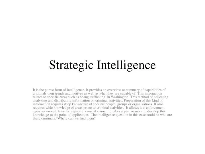 strategic intelligence