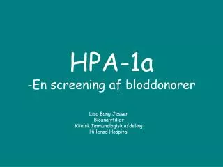 hpa 1a en screening af bloddonorer