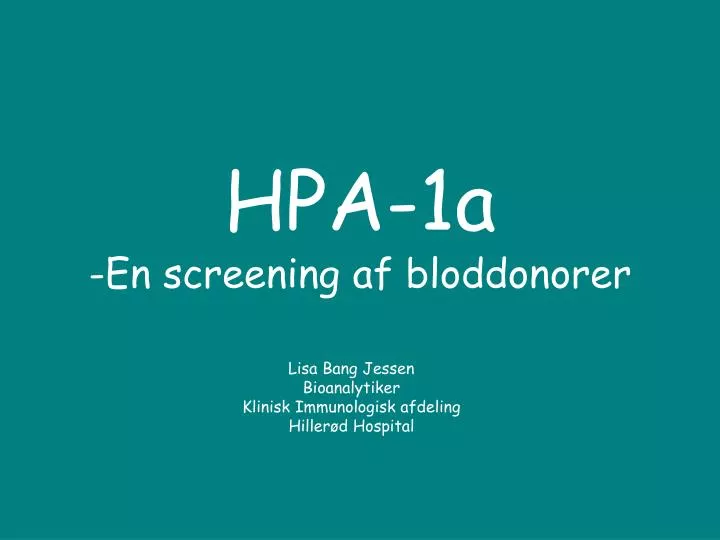 hpa 1a en screening af bloddonorer