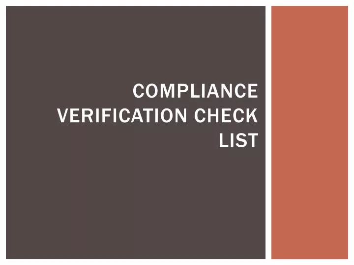 compliance verification check list