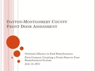 Dayton-Montgomery County Front Door Assessment