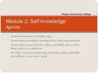 Module 2: Self-Knowledge Agenda