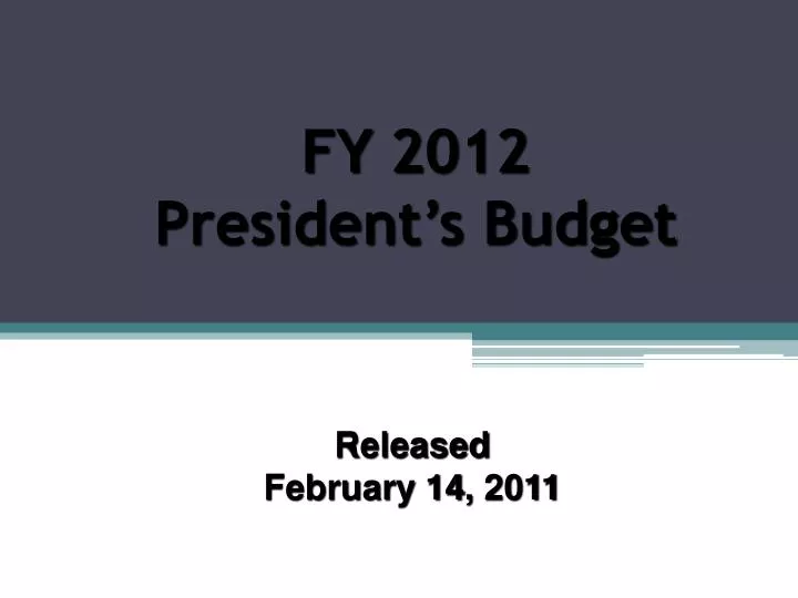 fy 2012 president s budget