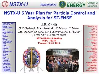 NSTX-U 5 Year Plan for Particle Control and Analysis for ST-FNSF