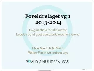 foreldrelaget vg 1 2013 2014
