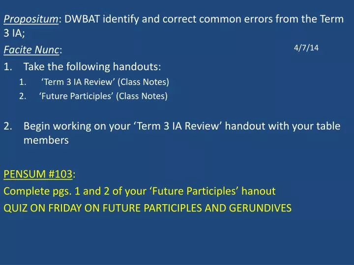 propositum dwbat identify and correct common errors from the term 3 ia