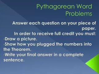 Pythagorean Word Problems