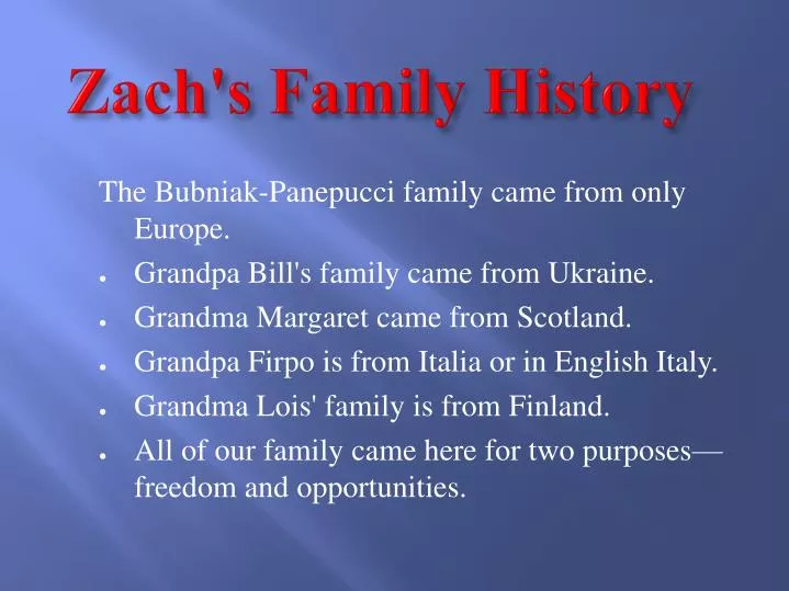 zach s family history