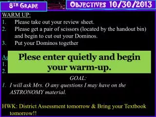 WARM UP: Please take out your review sheet.