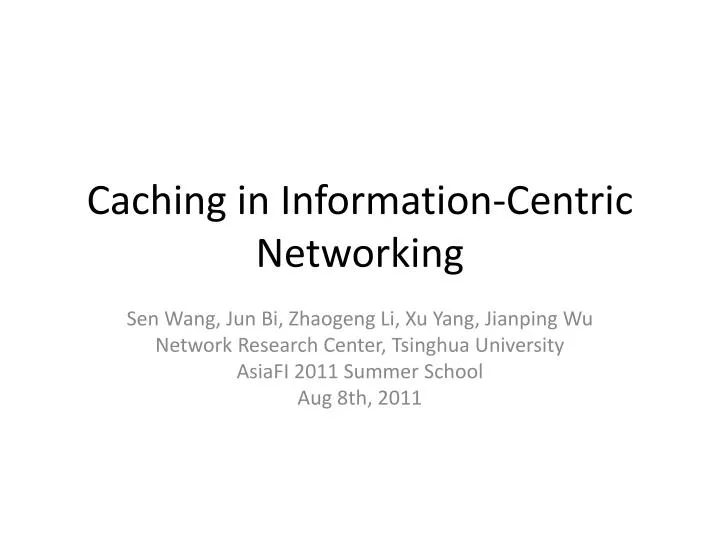 caching in information centric networking