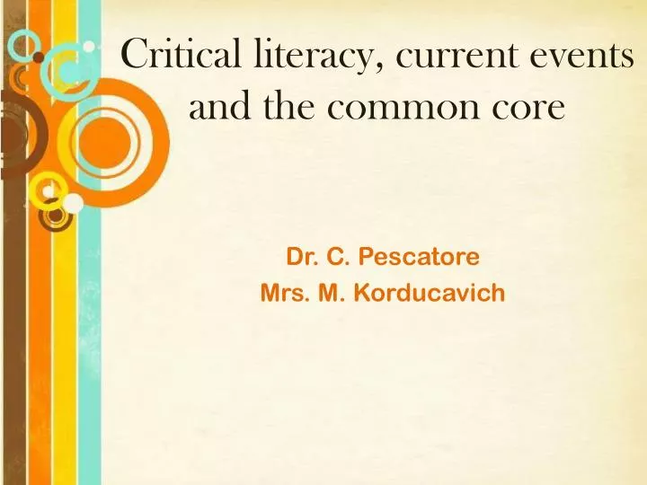 critical literacy current events and the common core